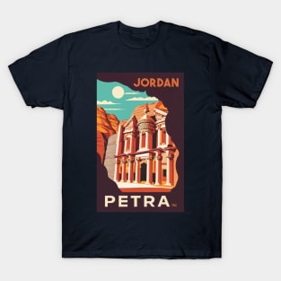 A Vintage Travel Art of Petra - Jordan T-Shirt